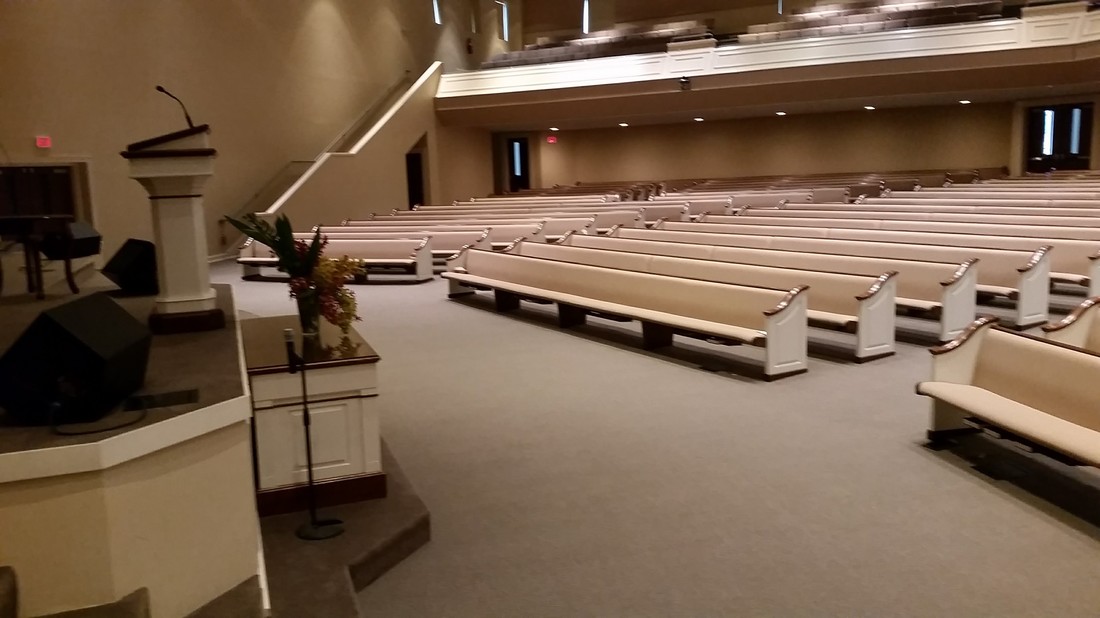 On this particular job Absolutely Kleen used the VLM process to clean the carpeting in the sanctuary at Eastern Shore Baptist Church.