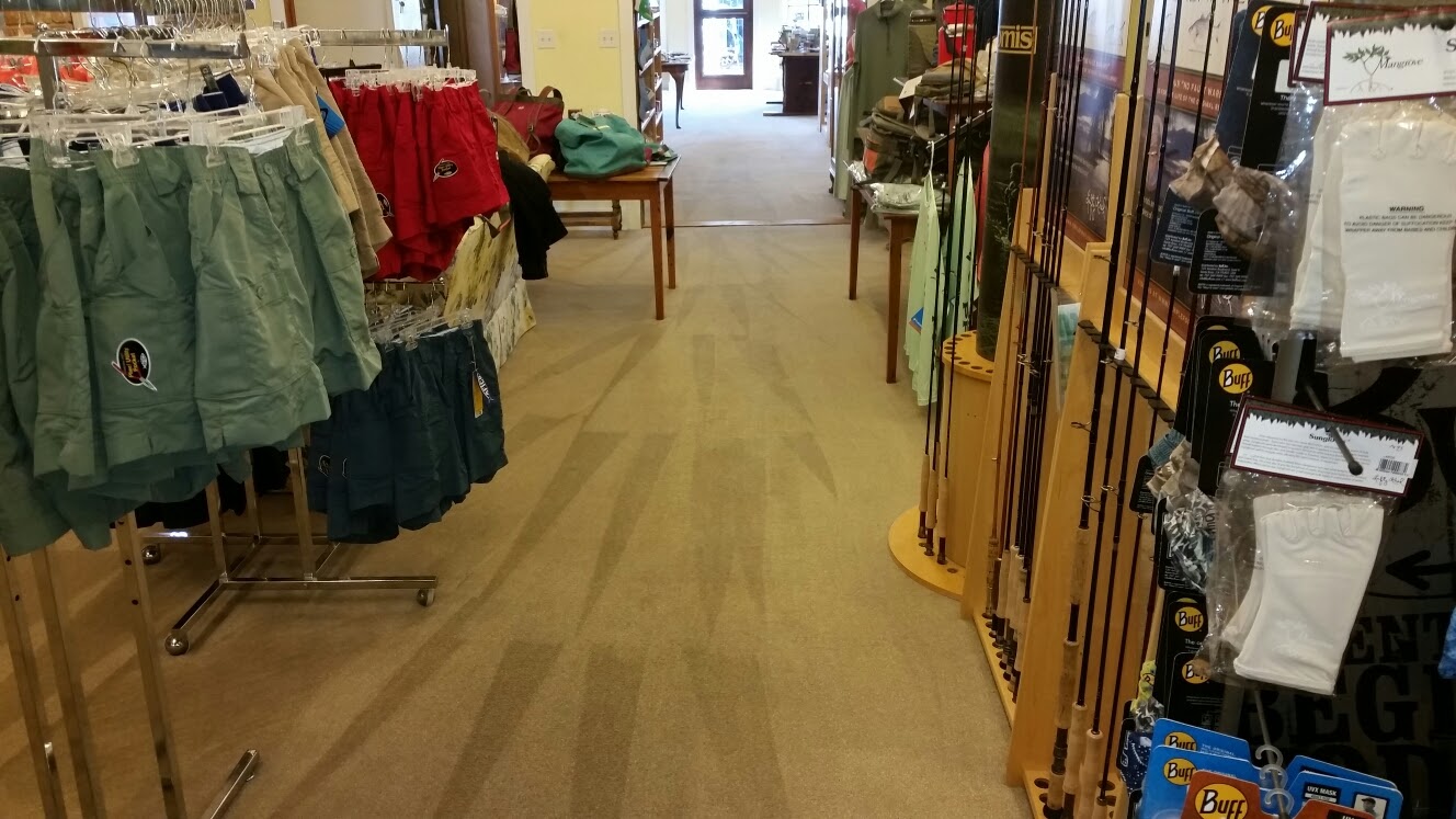 This carpet cleaning job was at the Church Mouse in downtown Fairhope, Alabama by Absolutely Kleen. This carpets in this storefront gets a lot foot traffic and drink spills. Absolutely Kleen cleans this carpet ever 12 to 16 months for the owner.