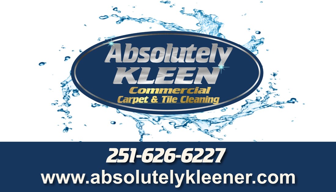 Absolutely Kleen logo with phone number (251-626-6227) and website address (www.absolutelykleener.com) 