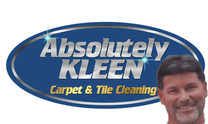 Logo for Absolutely Kleen of Daphne Alabama with a picture of the owner(Larry Henson) beside it