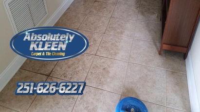 Picture of tile and grout being cleaned in a home in Daphne Alabama by Absolutely Kleen. 