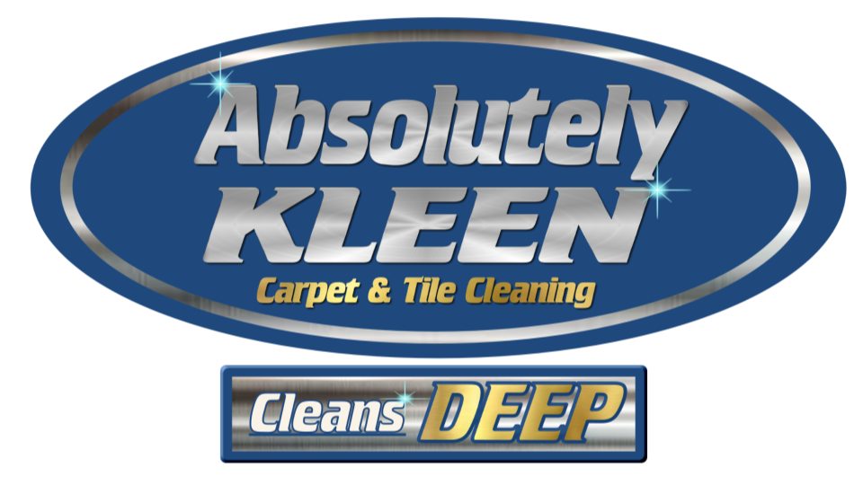 Picture of Absolutely Kleen logo in blue with chrome lettering and a slogan that reads Cleans DEEP